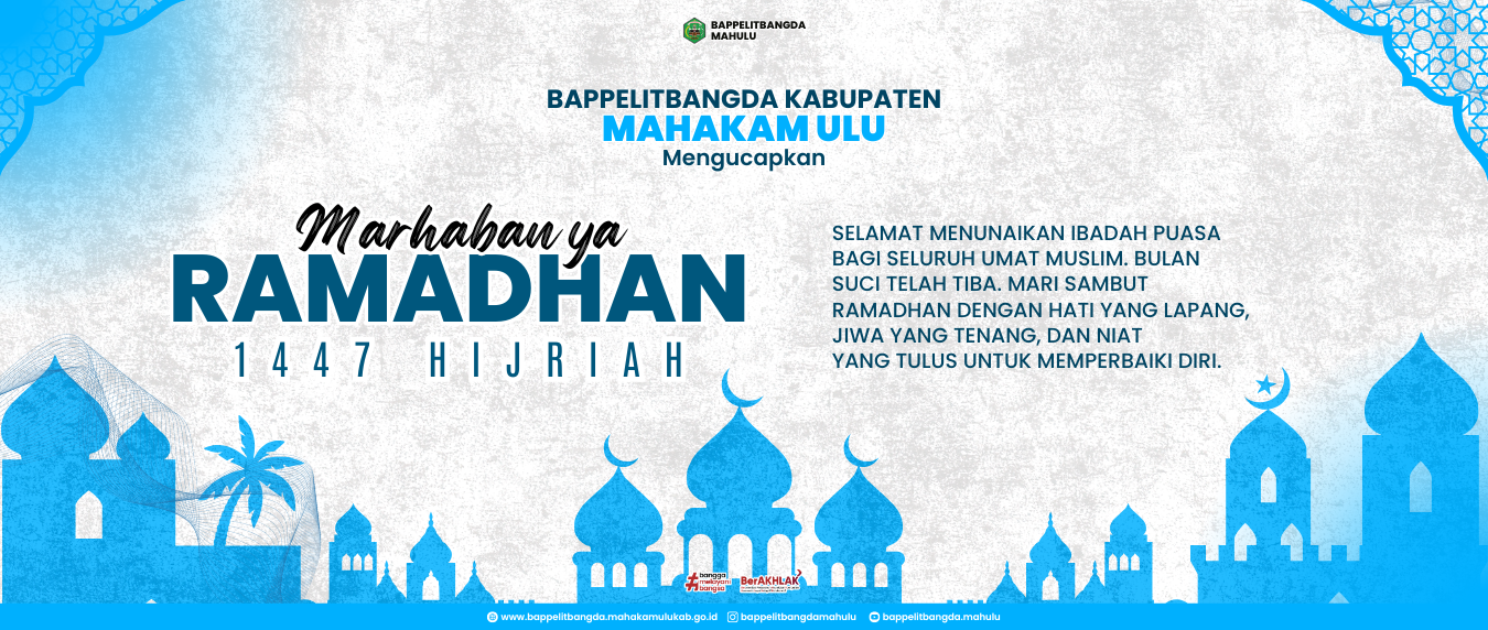 Landscape of Mahakam Ulu with mountains, river, and lush green forest under blue sky